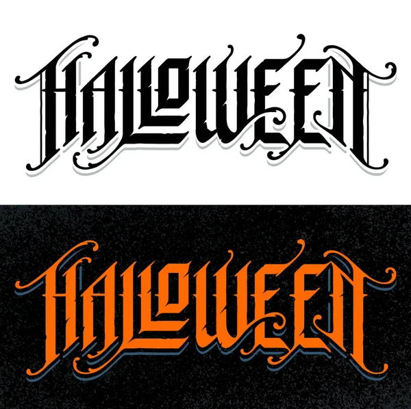 Halloween Handgetekende Gotische Letters Twee Varianten Voor Witte Donkere Achtergrond — Stockvector