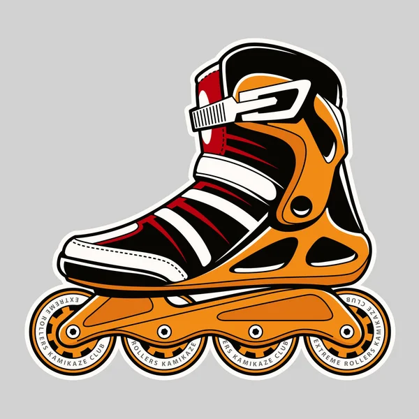Inline Roller Skate Extrema Färger Konst Grå Vektorillustration — Stock vektor