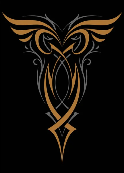 Gotische Abstract Ornament Vectorvorm Goud Zilver Zwart Tattoo Vectorillustratie — Stockvector