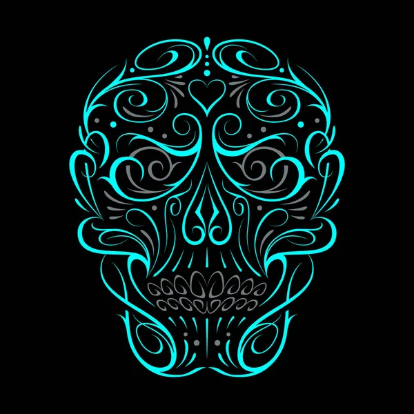 Abstract Skull Shape Turquoise Pattern Vector Art Gothic Tattoo Ornament — Stock Vector