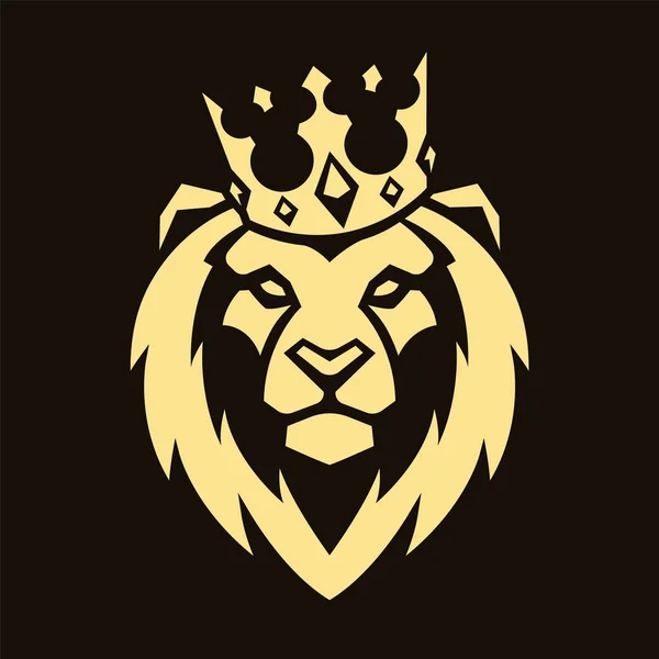 Lion Kroon Zoek Gevaar Lion Hoofd Pictogram Lion Vector Logo — Stockvector