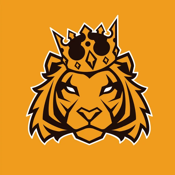 Тигр Короні Виглядає Небезпечно Значок Голови Тигра Шаблон Векторного Логотипу — стоковий вектор