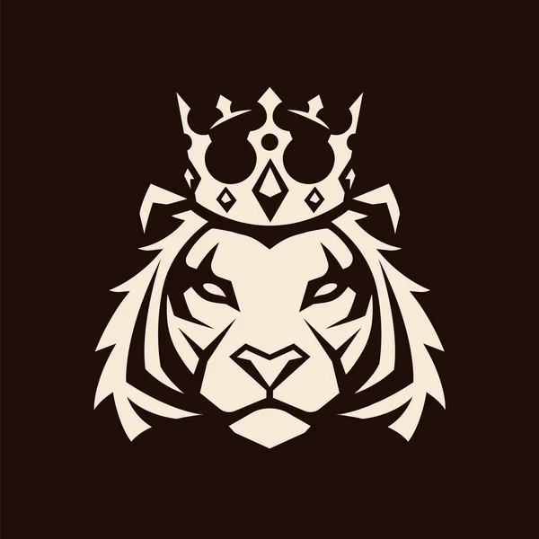 Tigre Corona Buscando Peligro Icono Cabeza Tigre Plantilla Logotipo Vector — Vector de stock