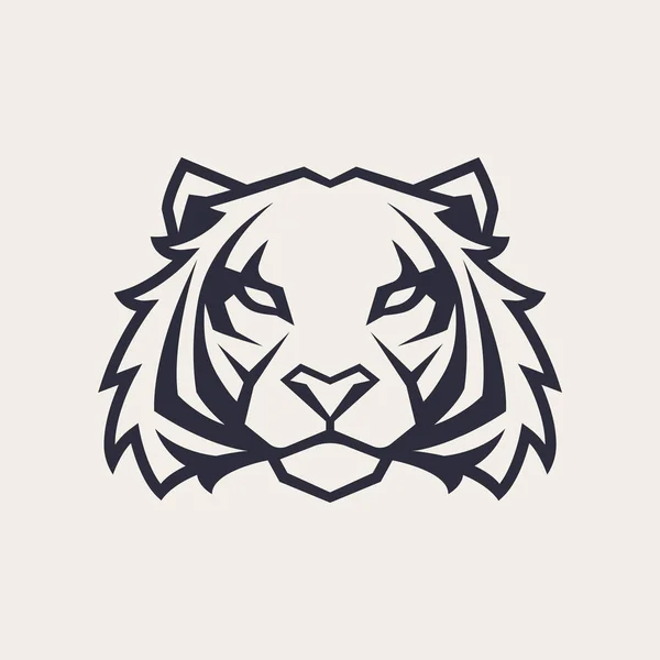 Tiger Zoek Gevaar Tijger Hoofd Pictogram Tijger Vector Logo Sjabloon — Stockvector