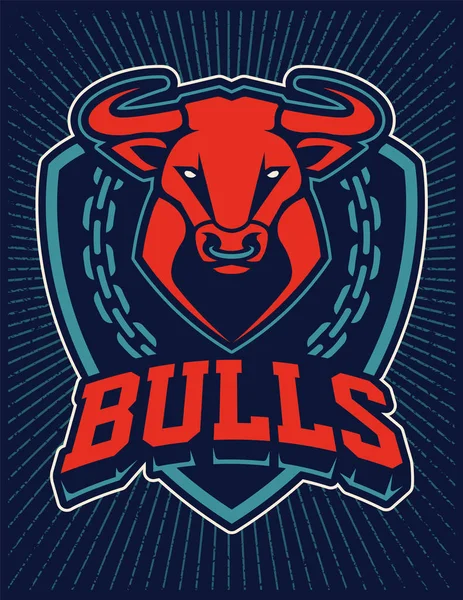 Bull Mascotte Emblema Modello Design Stemma Con Toro Che Sembra — Vettoriale Stock