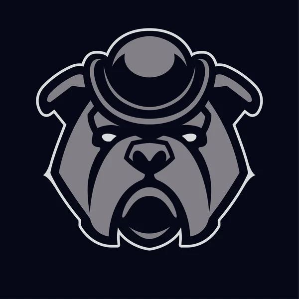 Bulldog Chapéu Mascote Arte Vetorial Imagem Simétrica Frontal Bulldog Chapéu — Vetor de Stock