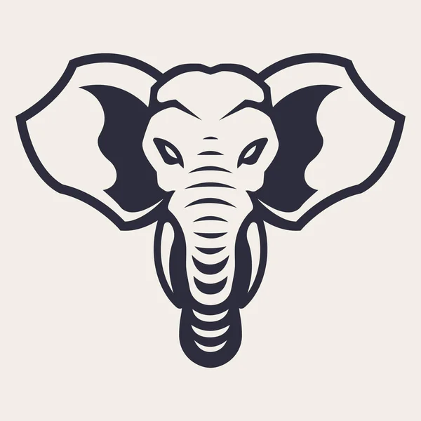 Elephant Mascot Vector Art Frontal Symmetric Image Elephant Looking Dangerous — Stock Vector