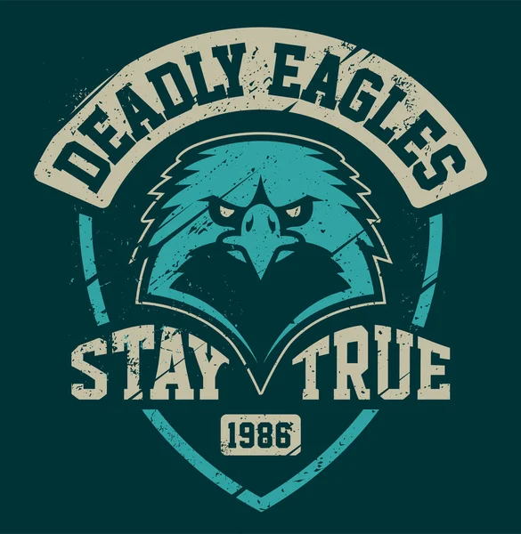 Eagle Mascotte Grunge Embleem Ontwerpsjabloon Sport Team Embleem Ontwerp Met — Stockvector