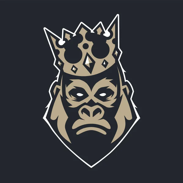 Gorilla Crown Maskot Vektor Konst Frontal Symmetrisk Bild Gorilla Kronan — Stock vektor