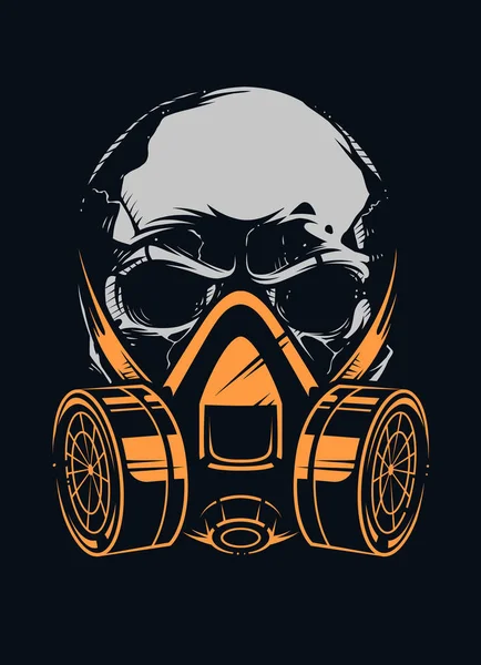 Skull with Respirator on Black Background — Stock Vector