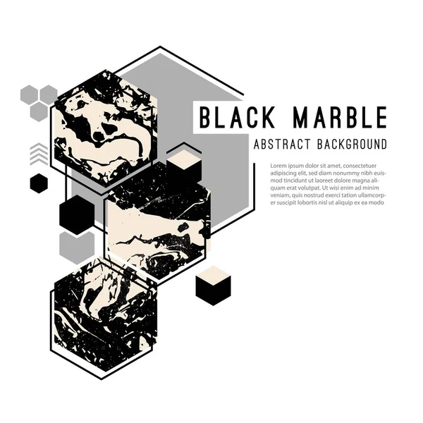 Abstracte achtergrond met geometrische vormen en zwart marmer — Stockvector