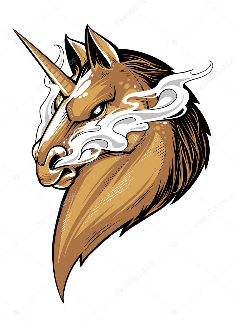 Fierce Unicorn Mascot Vector Art