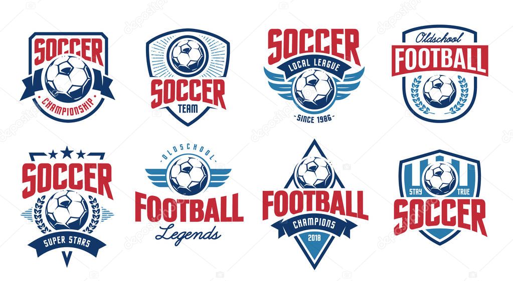 European football classic emblems vector set.