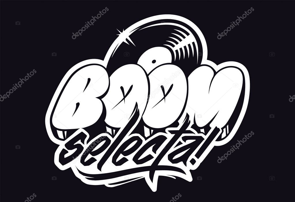 Music Logo design. Graffiti vector lettering for musical logo.