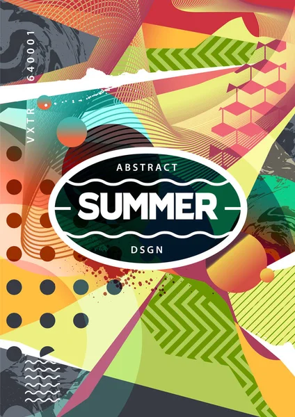 Summer Mood Abstract Background Mixed Textures Different Patterns Geometric Shapes — Stock Vector