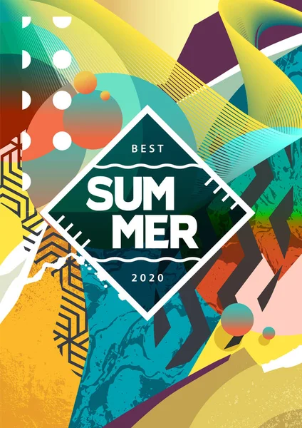 Summer Mood Abstract Background Mixed Textures Different Patterns Geometric Shapes — Stock Vector