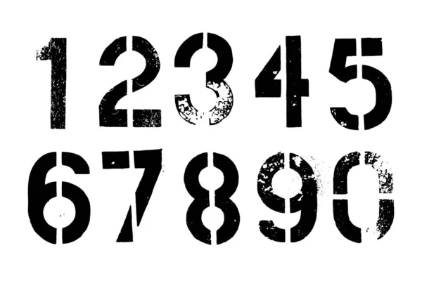 Conjunto Números Plantilla Grunge Nombres Sucios Pintados Aislados Gráfico Vectorial — Vector de stock