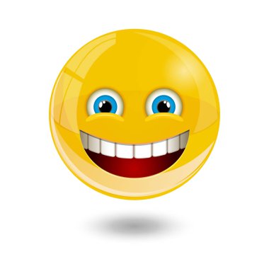 Sarı gülen yüz ifadeleri, emoji, illüstrasyon vektör.