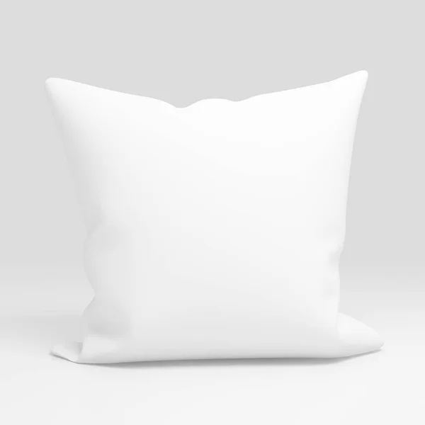 Mockup desain bantal putih kosong, terisolasi, ilustrasi 3d. Bersihkan pillowslip cover mock up template. Kerang kapas siap untuk tekstur, pola. Bersihkan spham kosong . — Stok Foto