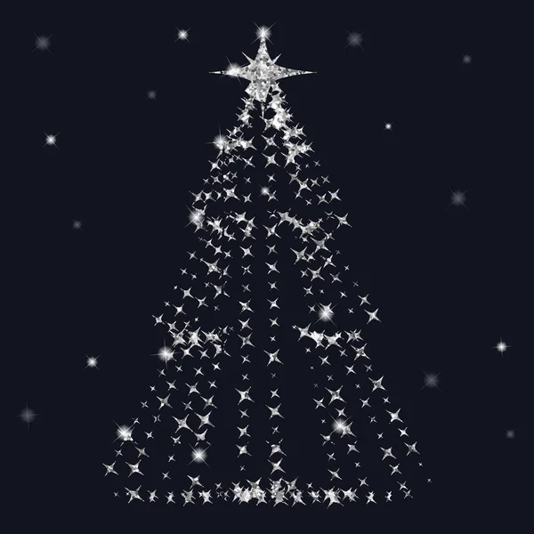 Bela árvore de Natal elegante. Ilustração vetorial sobre fundo escuro . — Vetor de Stock