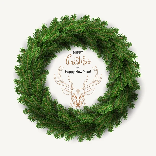 Witte kaart met de kroon van Kerstmis. Vectorillustratie. — Stockvector