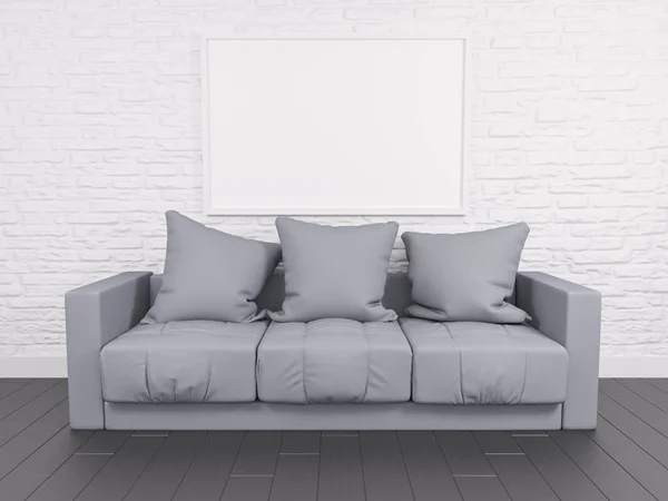 Modern sofa in an interior room view