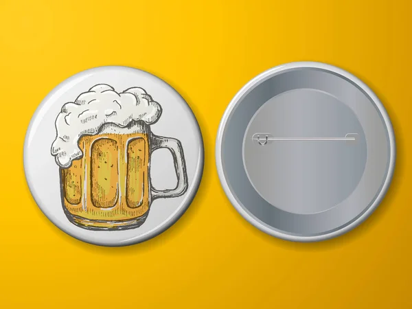Blank vector white badge with beer mug. — Stock Vector