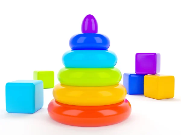 Toy childrens pyramid for the development of intelligence and motility — Stock Photo, Image