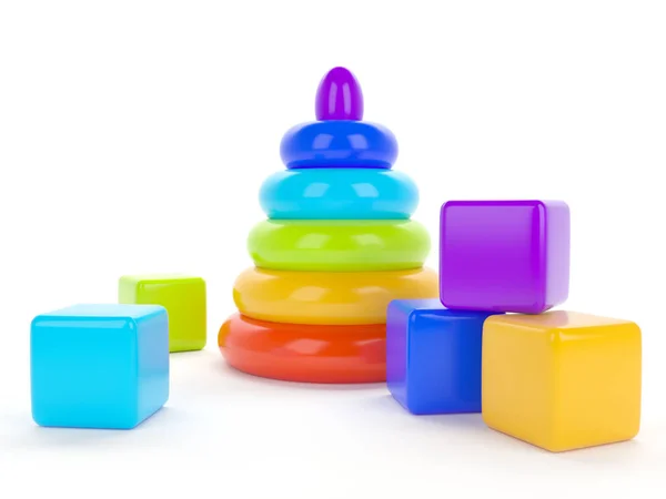 Toy childrens pyramid for the development of intelligence and motility — Stock Photo, Image