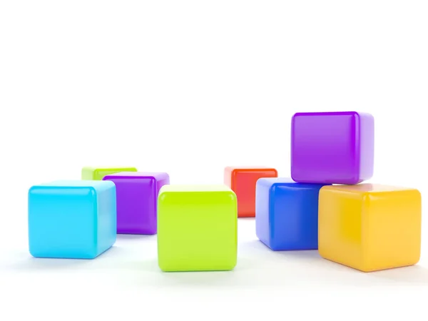 Colorful plastic cubes on a white background. — Stock Photo, Image