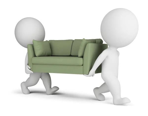 Small People Carry Sofa Image White Background — Stock Photo, Image