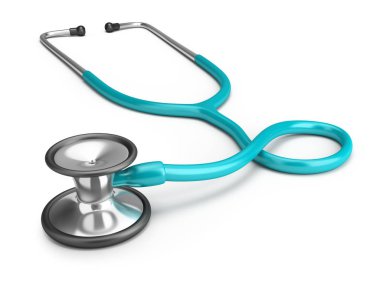 Sağlık stetoskop. 3D görüntü. Beyaz arka plan.