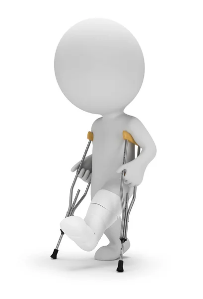 3d small people - on crutches — Stock Photo, Image