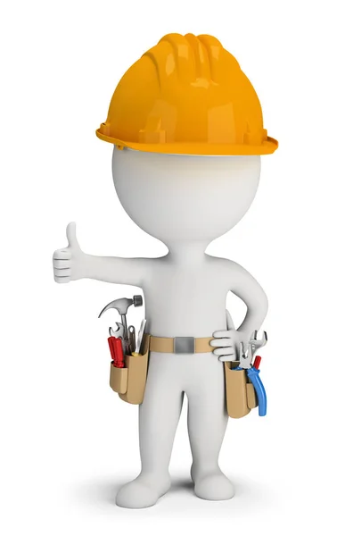 3d small people - repairman with tool belt — Stock Photo, Image