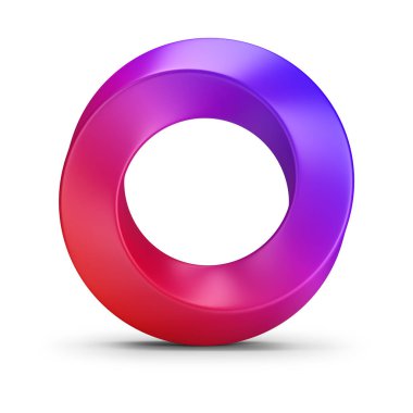 Mobius şeridi. 3 boyutlu görüntü. Beyaz arkaplan.