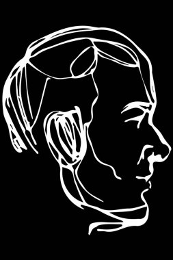 siyah ve beyaz vektör kroki portre profil yaşlı bir adamın