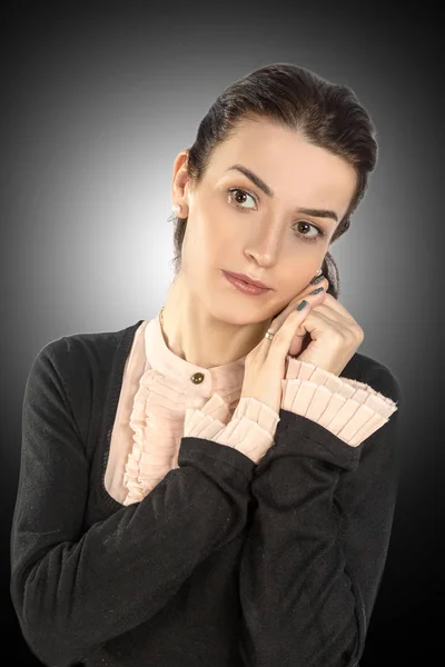 Beautiful Brunette Woman Brown Eyes — Stock Photo, Image