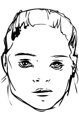 siyah ve beyaz vektör çizim güzel kız