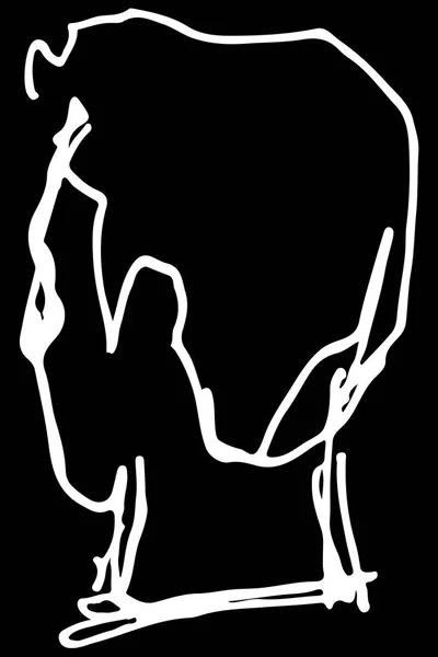 Black White Vector Sketch Back Head — Stock Vector