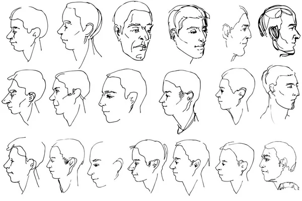 Croquis Vectoriel Noir Blanc Beau Profil Homme — Image vectorielle