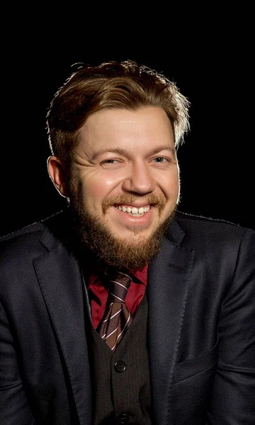 Imagen Hombre Con Barba Sobre Fondo Negro — Foto de Stock