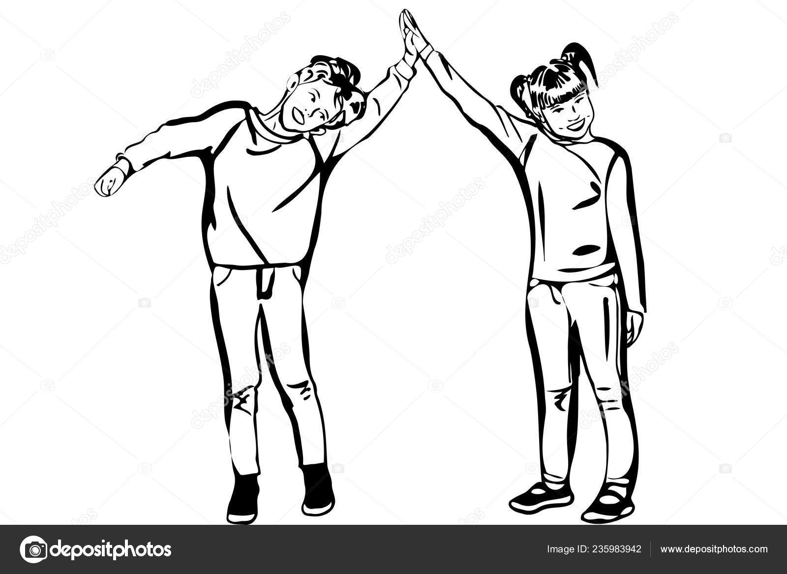 Black White Vector Sketch Boy Girl Hold Hands Vector Image By C Artex67 Vector Stock