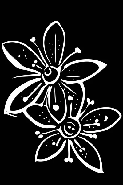 Bosquejo Vectorial Blanco Negro Floreciendo Hermosa Flor — Archivo Imágenes Vectoriales