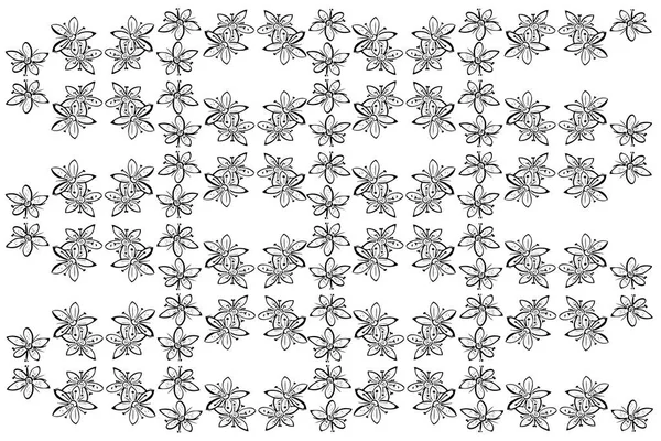 黑色和白色的矢量素描绽放美丽的花朵 — 图库矢量图片