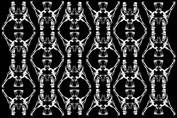 Croquis Vectoriel Noir Blanc Magicien Dans Cylindre Faisant Des Passes — Image vectorielle