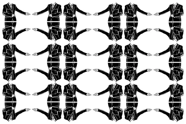 Чорно Білий Векторний Ескіз Манекена Чоловіків Костюмі Запрошує — стоковий вектор