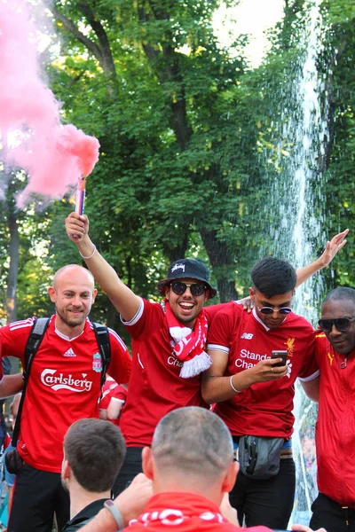 Kyiv Ukraine Mai 2018 Liverpool Fußballfans Beim Fotografieren Tag Des — Stockfoto