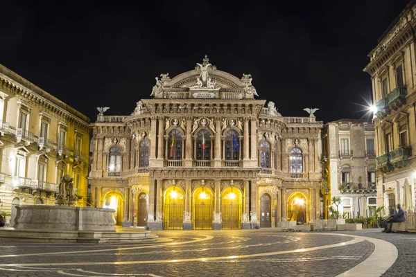 Massimo Bellini Theater Gece Catania Sicilya Talya — Stok fotoğraf