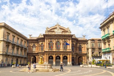 CATANIA, ITALY - MAY 14, 2018: Teatro Massimo Bellini on the Vincenzo Bellini square in Catania, Sicily clipart