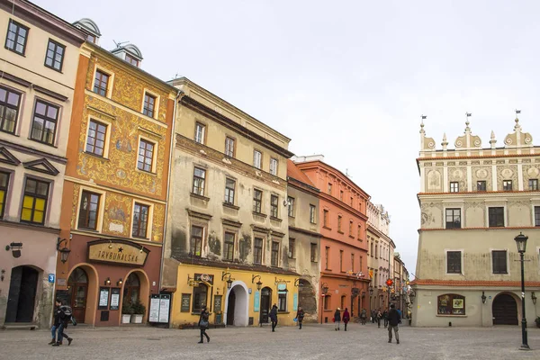 Lublin Polónia Janeiro 2018 Grodzka Street Rynek Square Old Town — Fotografia de Stock